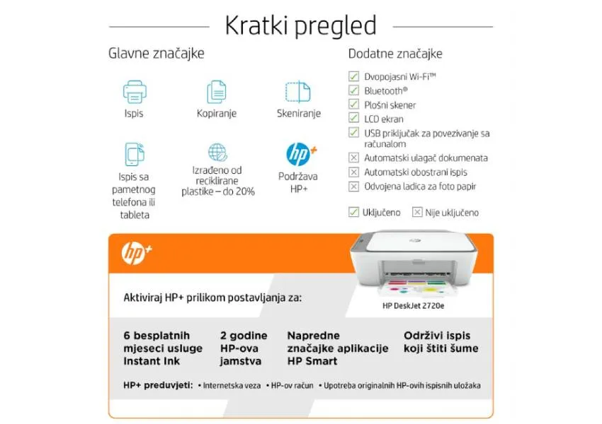 HP DeskJet 2720e All-in-One Colour Printer with 6 months of instant Ink  with HP+, White : : Computers & Accessories