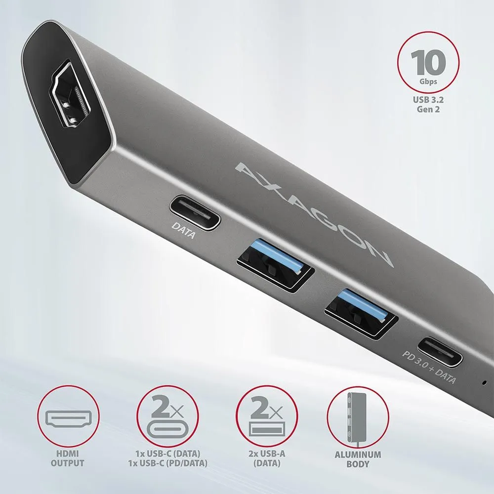 Adapter Axagon HMC-5G2 SuperSpeed USB-C DP Alt mode 10Gbps hub s HDMI 60W  PD i 4xUSB SPEEDSTER 5H dock | Svijet-medija.hr