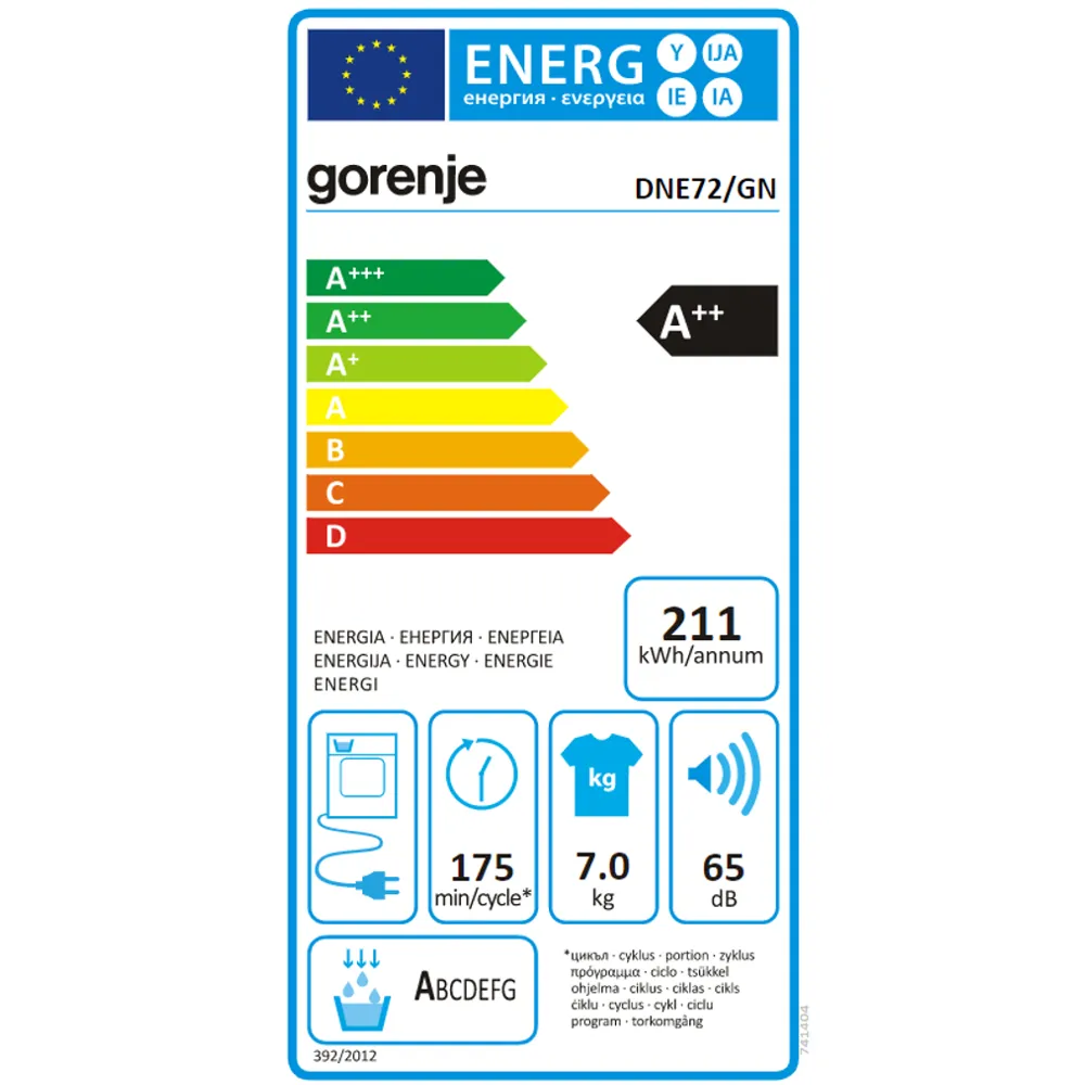 Kondenzacijska sušilica rublja Gorenje DNE72/GN