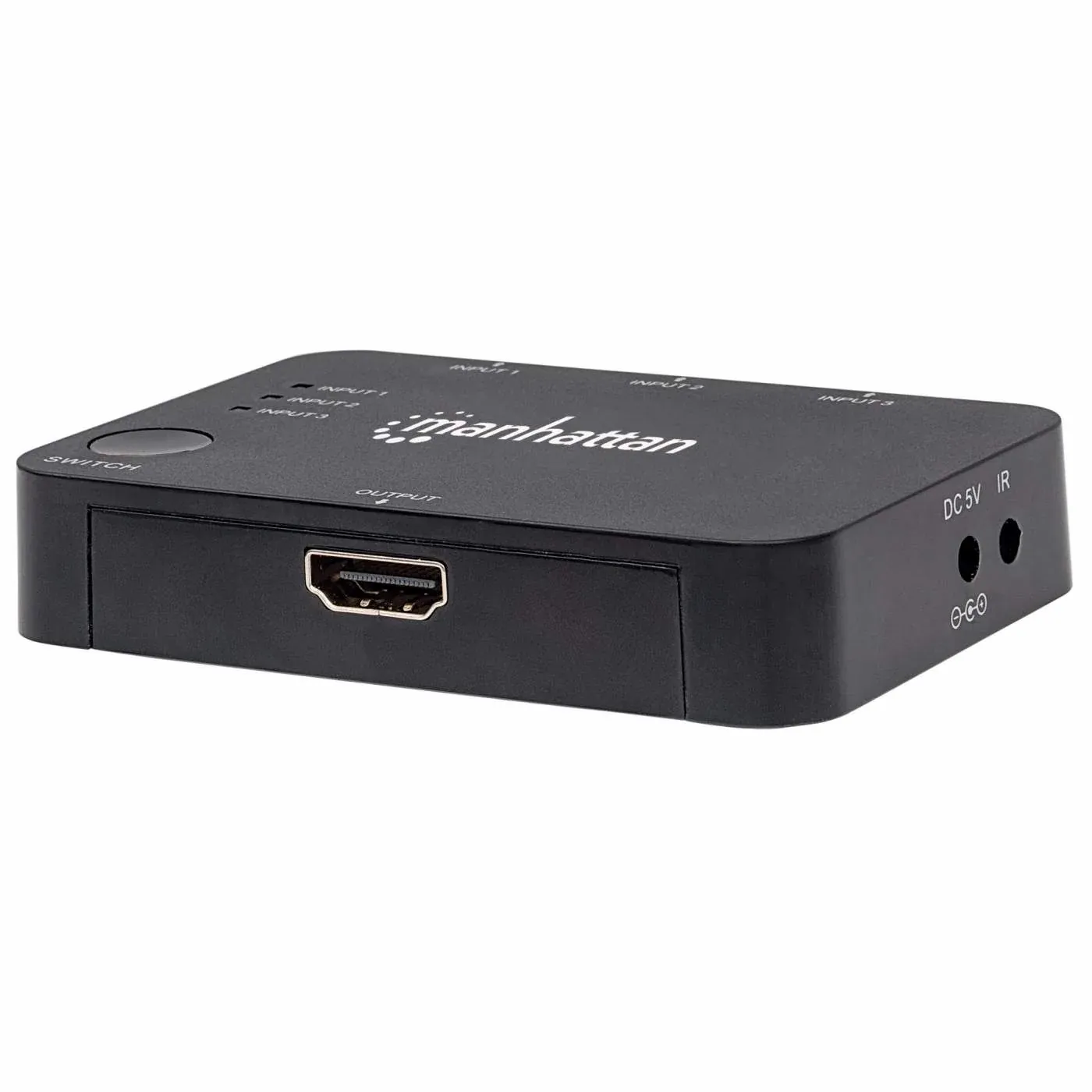 HDMI preklopnik Manhattan 3u1 (3 ulaza/1 izlaz) 4K 3-Port HDMI Switch 4K30Hz USB-napajanje daljinski crni 207522