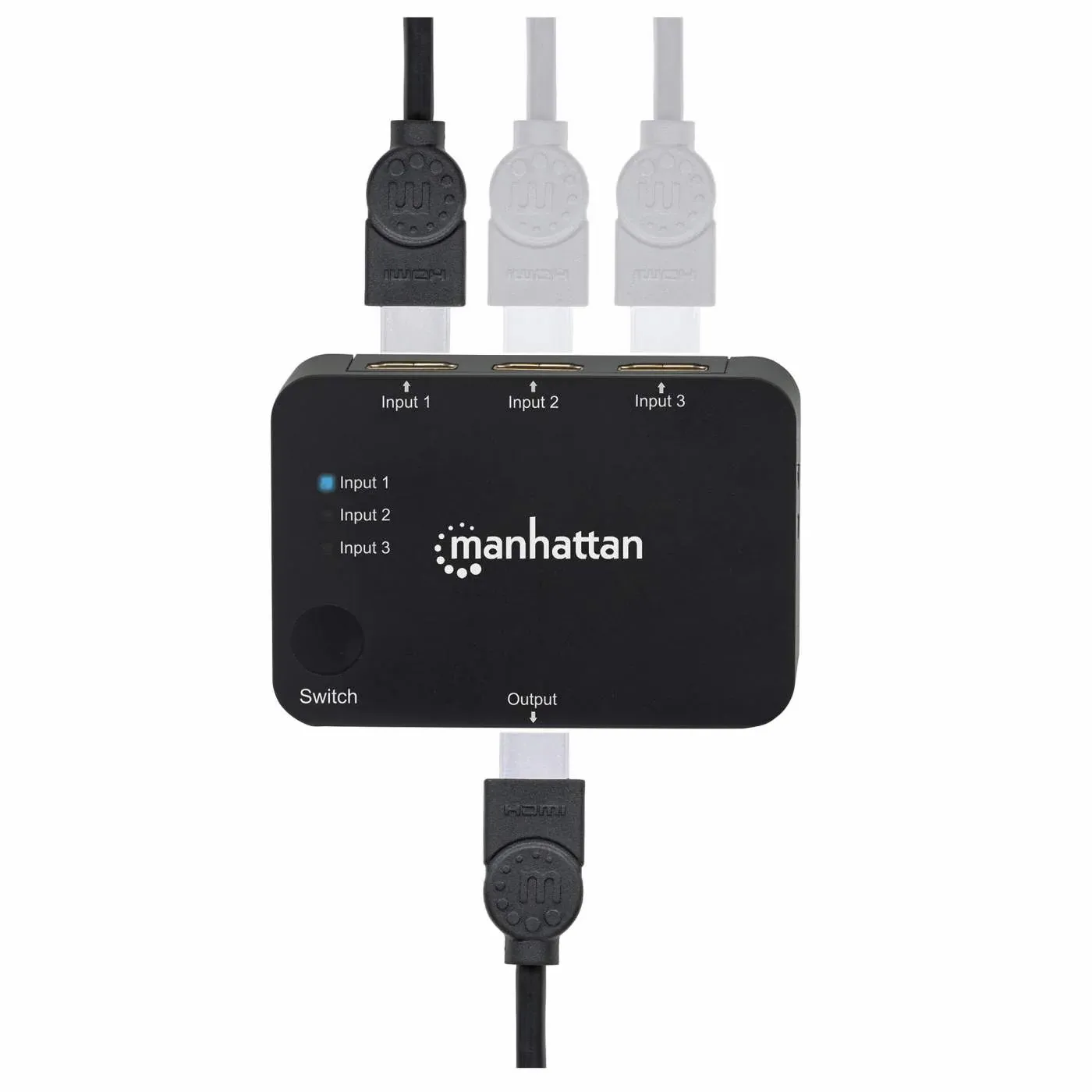 HDMI preklopnik Manhattan 3u1 (3 ulaza/1 izlaz) 4K 3-Port HDMI Switch 4K30Hz USB-napajanje daljinski crni 207522